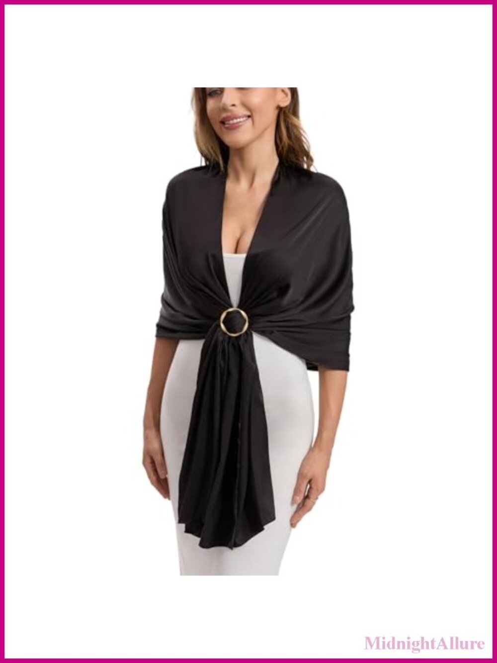 Satin Shawl Wrap with Buckle for Evening Dresses Wedding Party